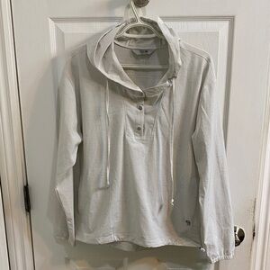Mountain Hardwear Mallorca Light Grey Stretch Hooded Shirt Windbreaker Womens M
